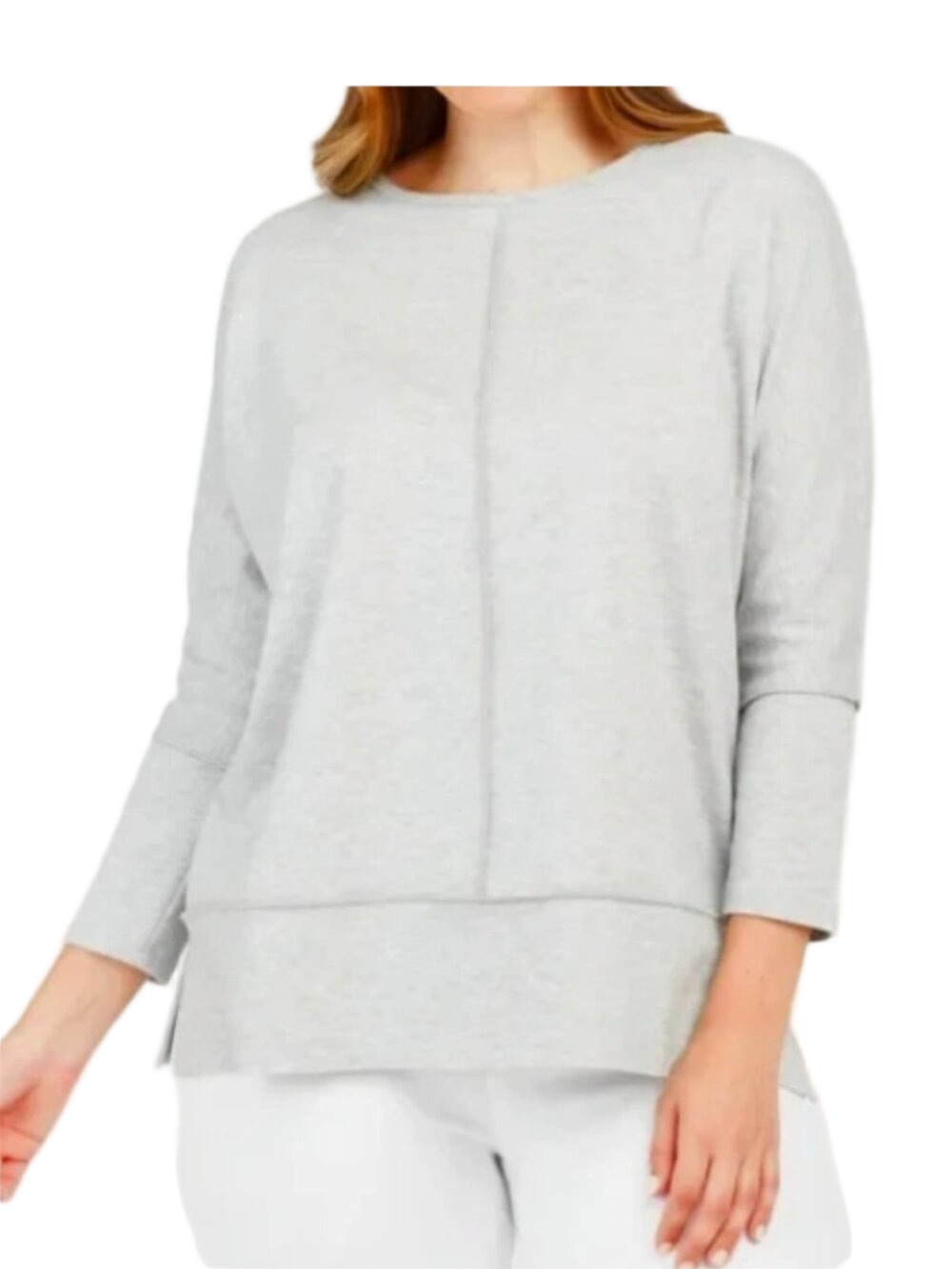 SPANX Perfect Length Heather Grey Long Sleeve Dolman Top Size XL